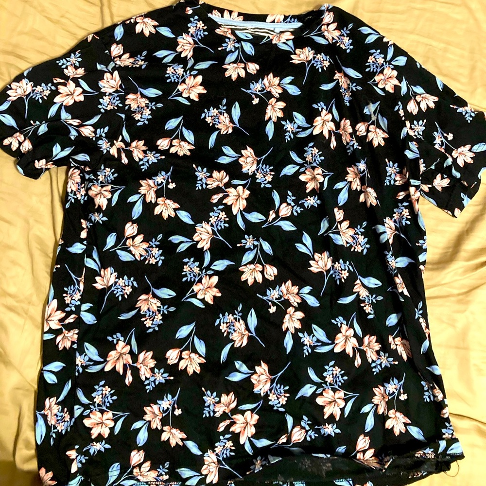 Denim and Flower T shirt. Floral design and super comfortable